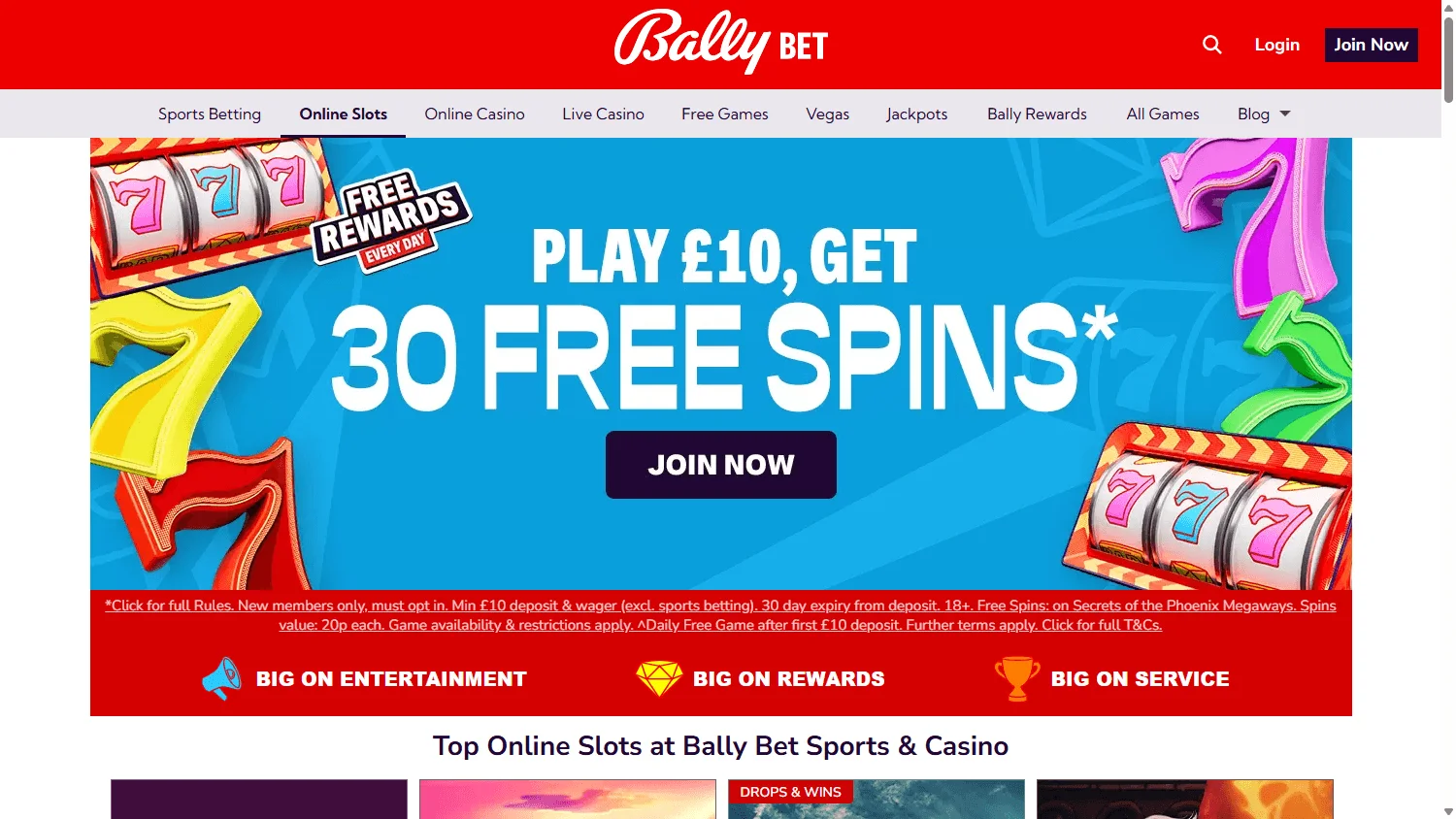 Bally Casino games lobby on desktop