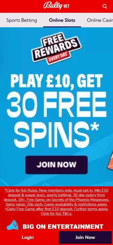 Bally Casino mobile games lobby